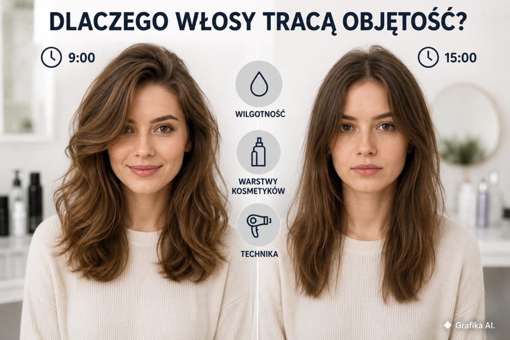 Dlaczego włosy tracą objętość kilka godzin po stylizacji? Znaczenie wilgotności, warstw kosmetyków i techniki